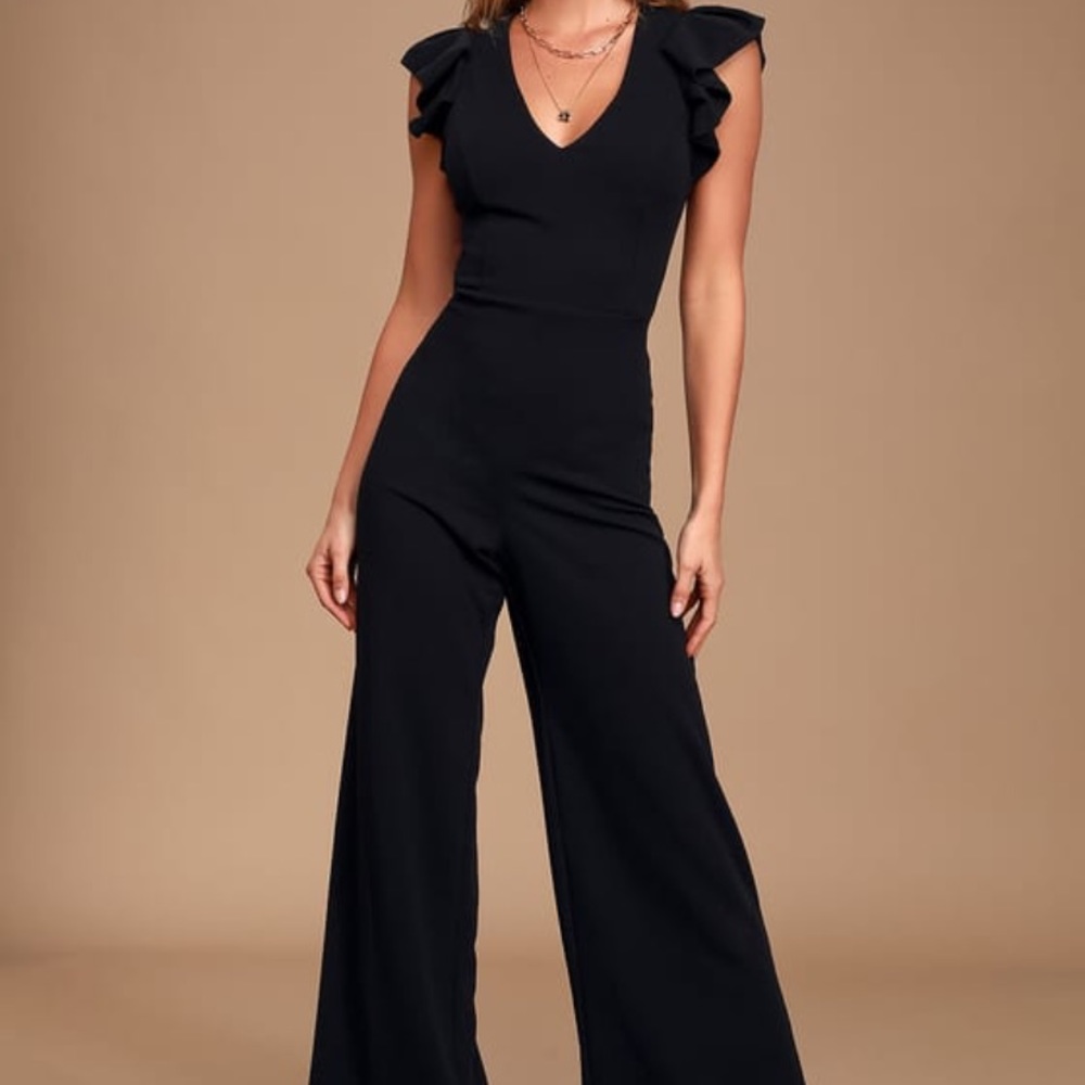 Lulu’s Power Play Black Jumpsuit